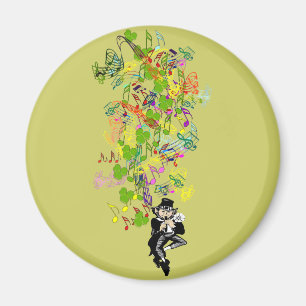 Lucky Leprechaun mit Kleeblättern Magnet