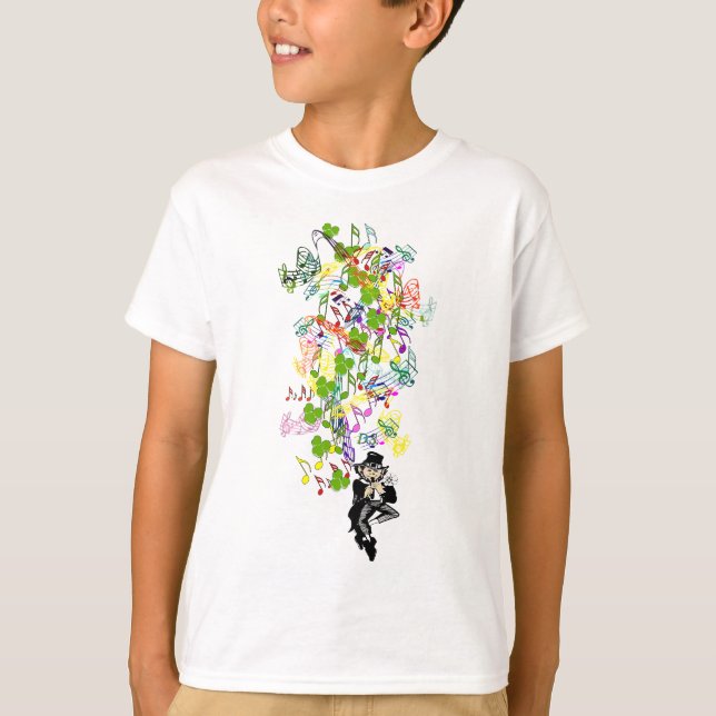 Lucky Leprechaun mit Kleeblättern T-Shirt (Vorderseite)