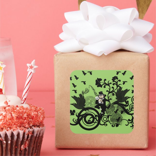 Lucky Leprechaun Quadratischer Aufkleber (Party)
