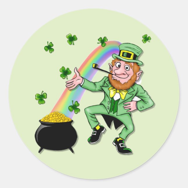 Lucky Leprechaun Runder Aufkleber (Vorderseite)
