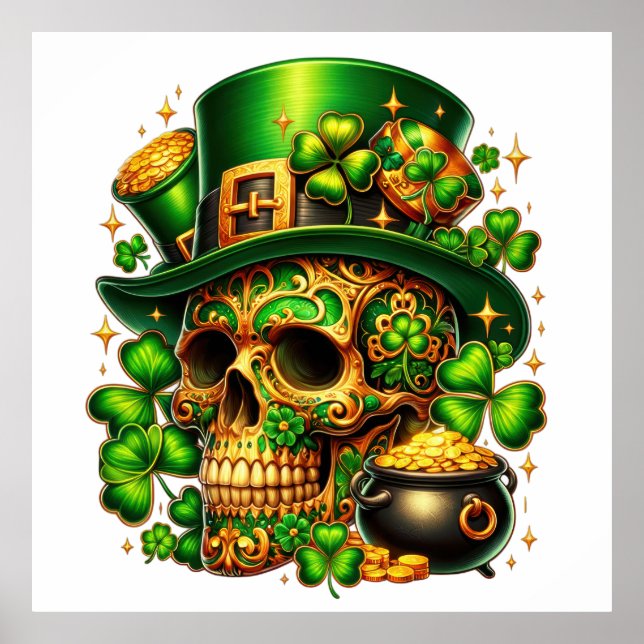 Lucky Leprechaun Skull Poster (Vorne)