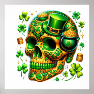 Lucky Leprechaun Skull Poster
