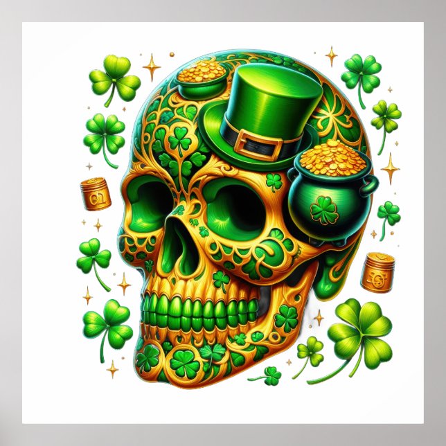 Lucky Leprechaun Skull Poster (Vorne)