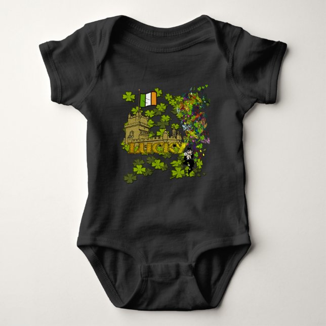 Lucky Leprechaun und seine irische Burg Baby Strampler (Vorderseite)