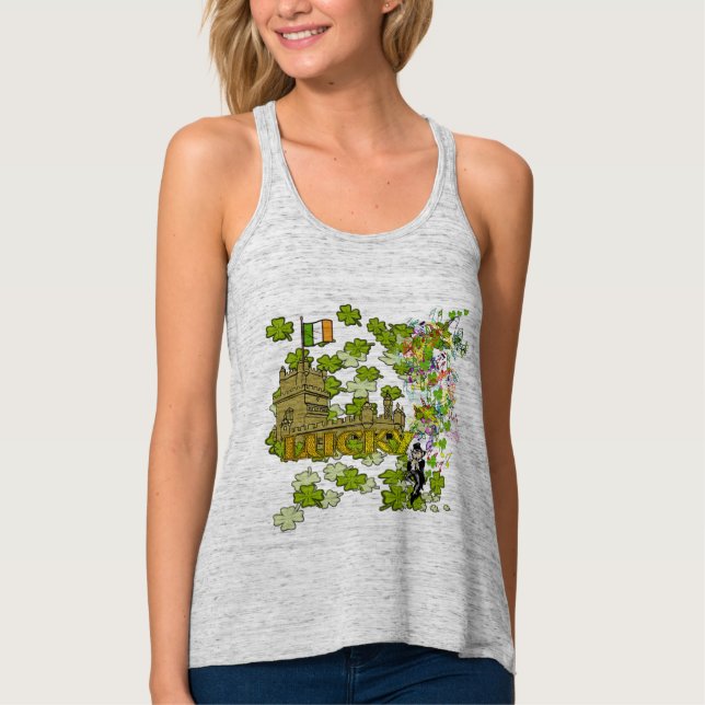 Lucky Leprechaun und seine irische Burg Tank Top (Vorderseite)
