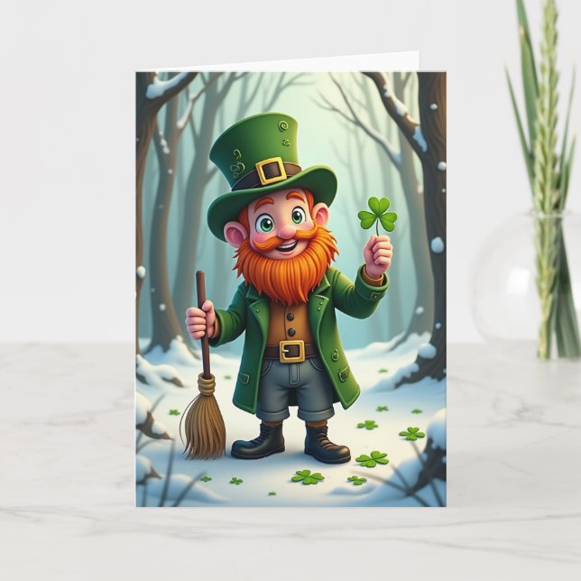 Lucky Leprechaun Winter Card Karte (Vorderseite)