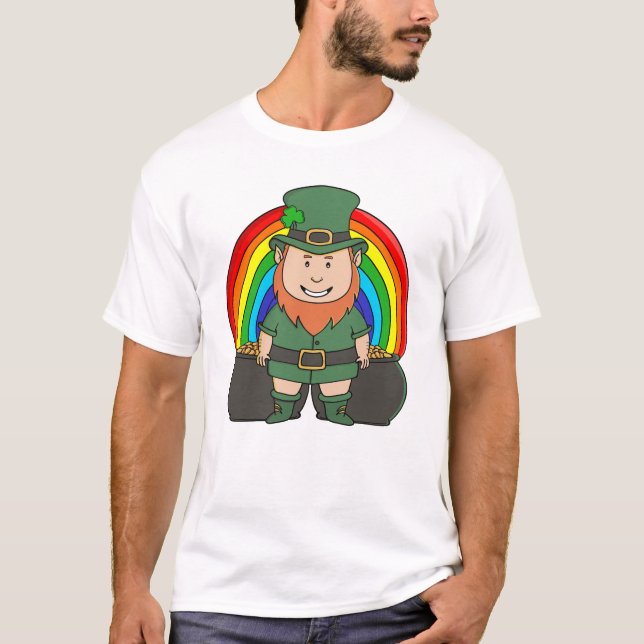 Lucky Leprechaun with Rainbow Pot of Gold T-Shirt (Vorderseite)