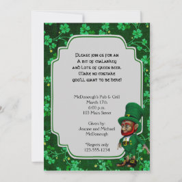 Lucky Leprechaun zur Party Einladung der Kleeblätt