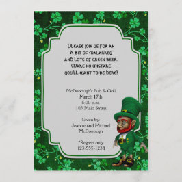 Lucky Leprechaun zur Party Einladung der Kleeblätt