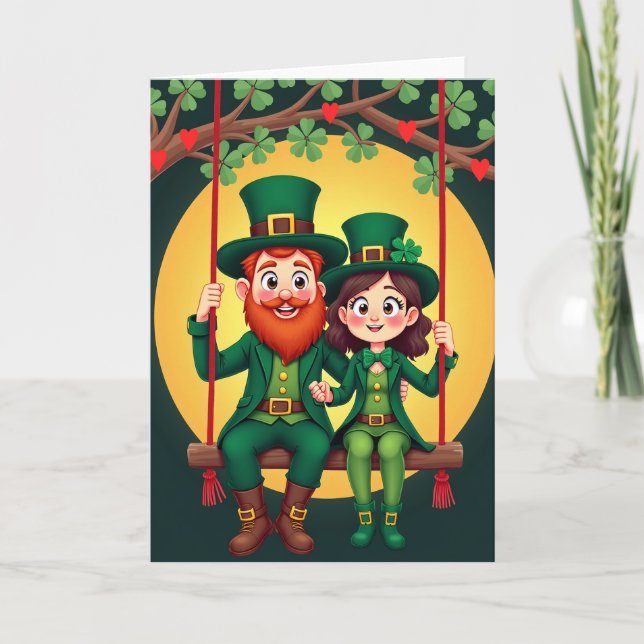 Lucky Leprechauns Love Card Karte (Vorderseite)