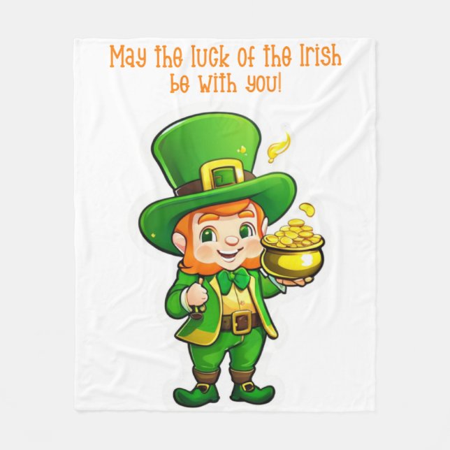 Lucky Leprechauns Schatz Fleecedecke (Vorderseite)