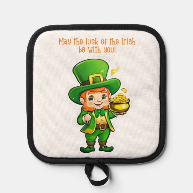 Lucky Leprechauns Schatz Topflappen (Vorderseite)