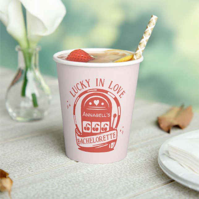 Lucky Liebe Casino Hand Drawn Vegas Bachelorette Pappbecher (In Situ)