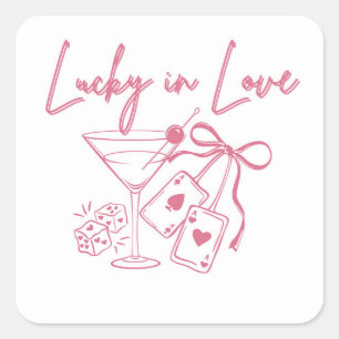 Lucky Liebe Vegas Casino Lugano Brautparty Quadratischer Aufkleber