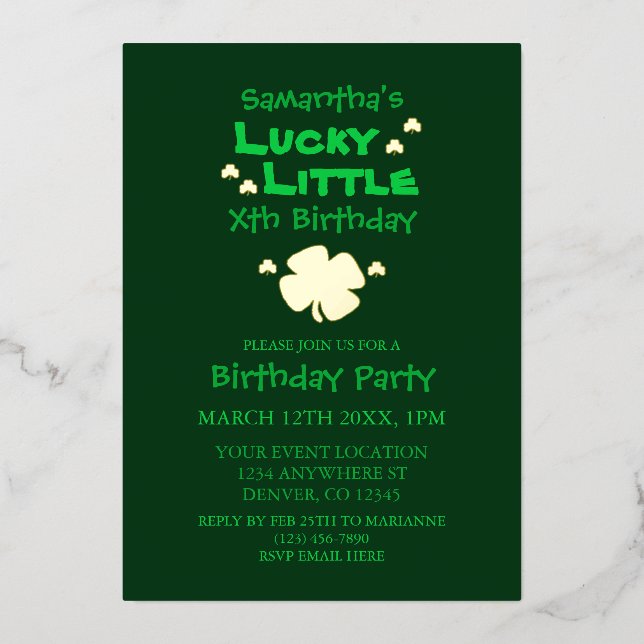 Lucky Little Birthday Folieneinladung (Vorderseite)