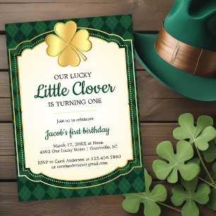 Lucky Little Clover Green 1. Geburtstag Party Einladung