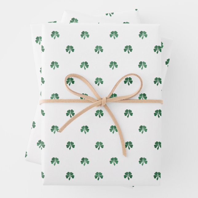 Lucky Little Four Leaf Clovers St. Patricks Day Geschenkpapier Set (Beispiel)