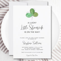 Lucky Little Kleeblatt Baby Dusche Einladung