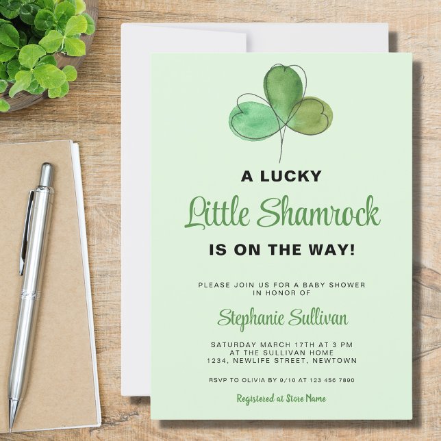Lucky Little Kleeblatt Green Baby Dusche Einladung (Von Creator hochgeladen)