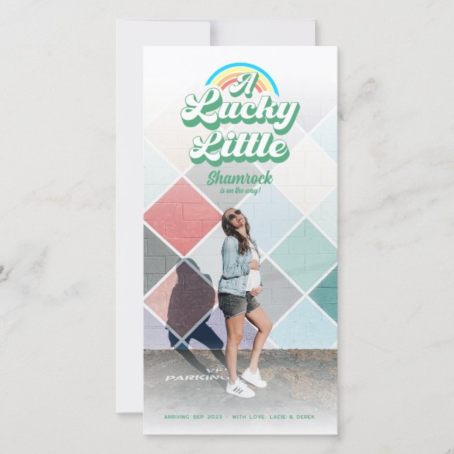 Lucky Little Kleeblatt Schwangerschaft Ankündigung (Vorderseite)