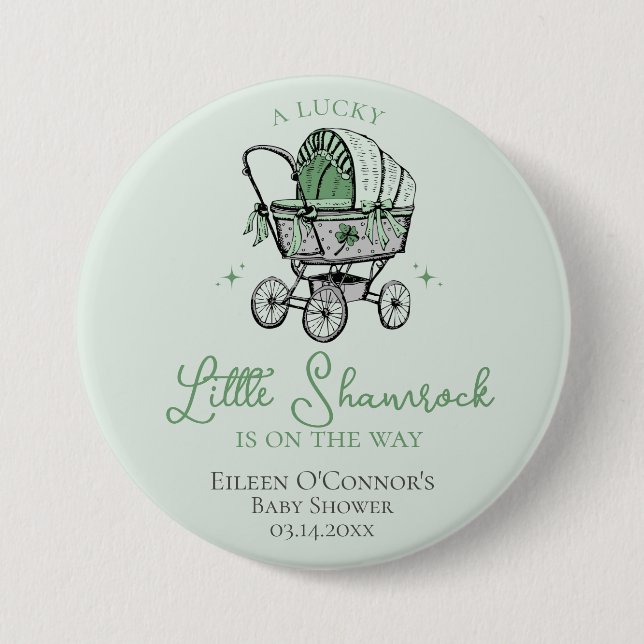 Lucky Little Kleeblatt St Patricks Baby Dusche Button (Vorderseite)