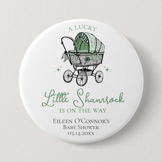 Lucky Little Kleeblatt St Patricks Baby Dusche Button (Vorderseite)