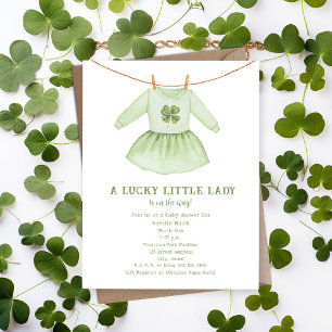 Lucky Little Lady St Patrick's Clover Baby Shower Einladung