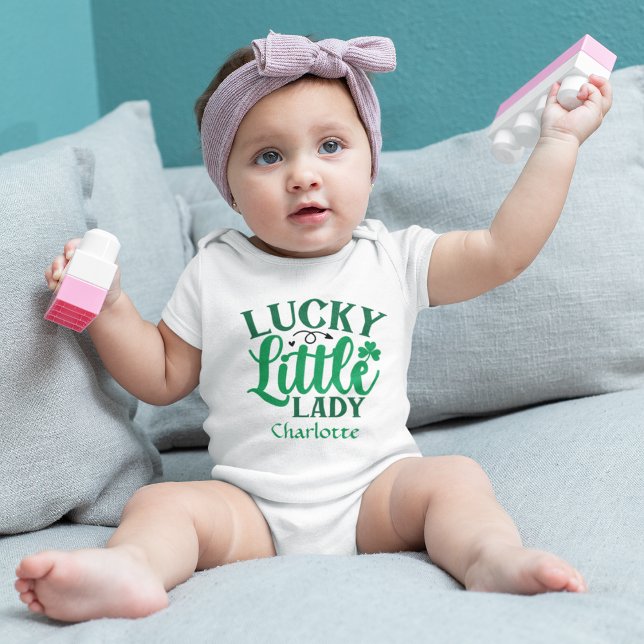 Lucky Little Lady St Patricks Day Personalisiert Baby Strampler (Personalized  St Patricks Day Lucky Little Lady Baby Bodysuit)