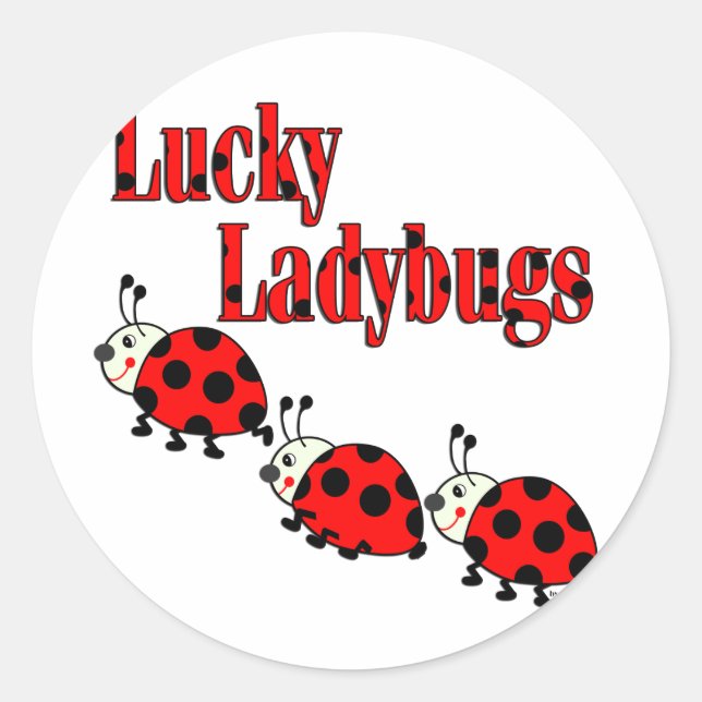 Lucky Little Ladybugs Runder Aufkleber (Vorderseite)