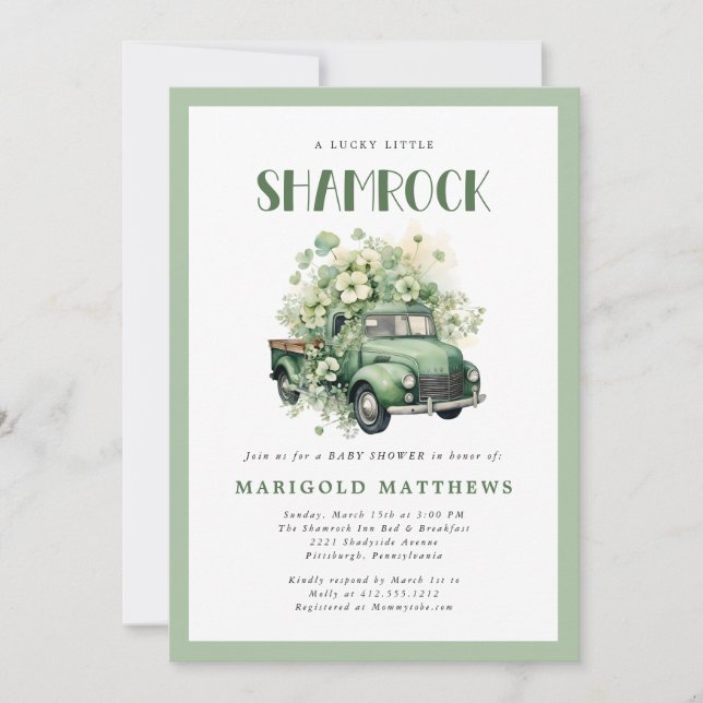Lucky Little Shamrock St Patrick's Baby Shower  Einladung (Vorderseite)