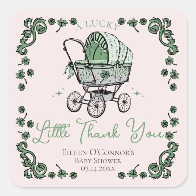 Lucky Little Vielen Dank St Patricks Day Baby Dusc Quadratischer Aufkleber (Vorderseite)
