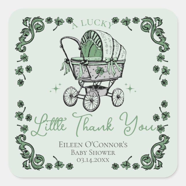Lucky Little Vielen Dank St Patricks Day Baby Dusc Quadratischer Aufkleber (Vorderseite)