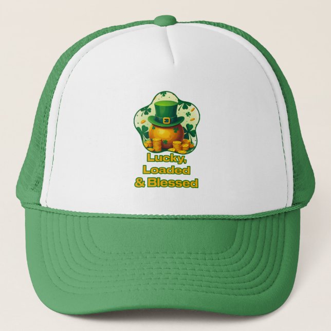 Lucky Loaded Blessed St Patrick’s Day - boné Truckerkappe (Vorderseite)