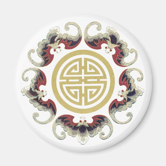 Lucky Longevity Chinese Charm Magnet (Vorne)
