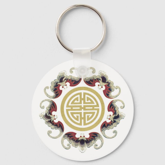 Lucky Longevity Chinese Charm Schlüsselanhänger (Vorderseite)