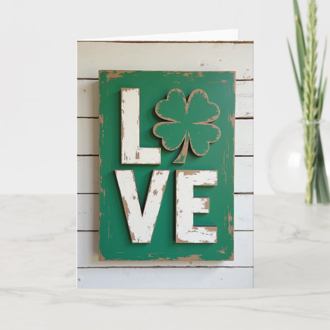 Lucky Love Wooden Sign Card Karte (Vorderseite)