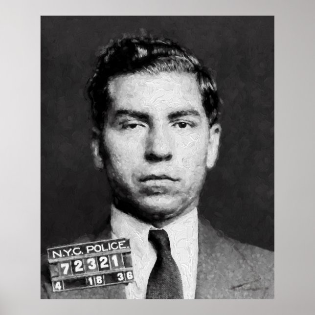 LUCKY LUCIANO MUGSHOT PAINTERLY POSTER (Vorne)