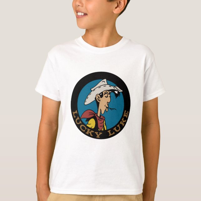 Lucky Luke Cartoon Cowboy im Kreisdesign T-Shirt (Vorderseite)