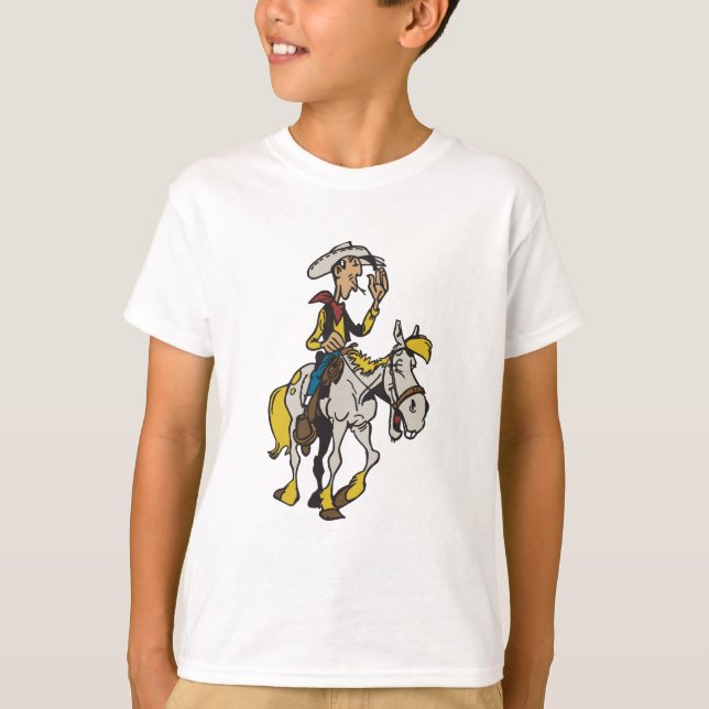 Lucky Luke und Jolly Jumper Cartoon Cowboy & Pferd T-Shirt (Vorderseite)