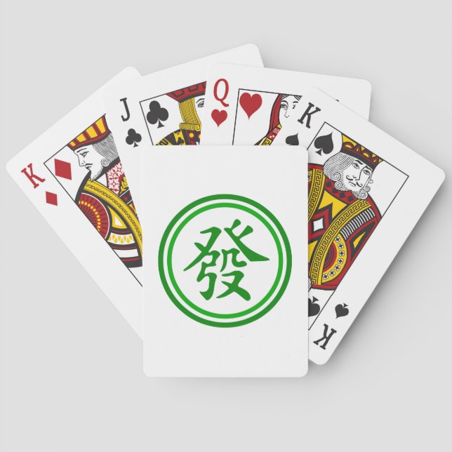 Lucky Mahjong Symbol - Grün und Weiß Spielkarten (Rückseite)
