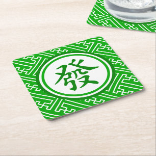 Lucky Mahjong-Symbol Rechteckiger Pappuntersetzer