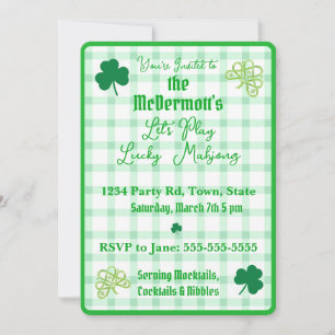 Lucky Mahjong Watercolor Shamrocks spielen Einladung