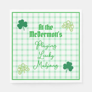 Lucky Mahjong Watercolor Shamrocks spielen Serviette