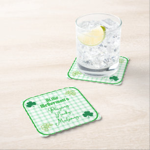 Lucky Mahjong Watercolor Shamrocks spielen  Untersetzer