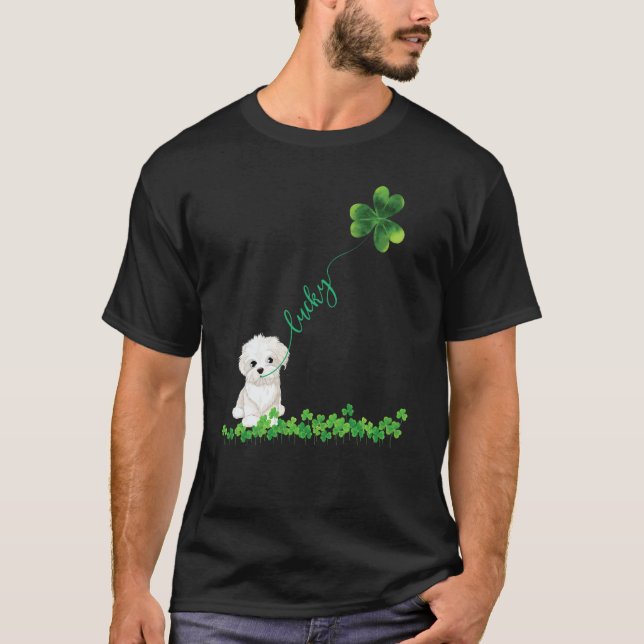 Lucky Maltese Dog Shamrock St Patrick Day For Wome T-Shirt (Vorderseite)