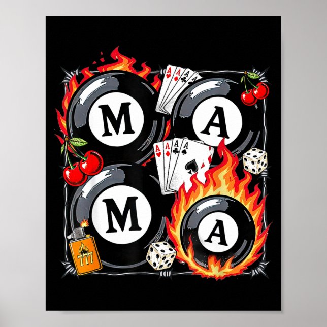 Lucky Mama Billiard 8 Cherry Mother's Day Mom Life Poster (Vorne)