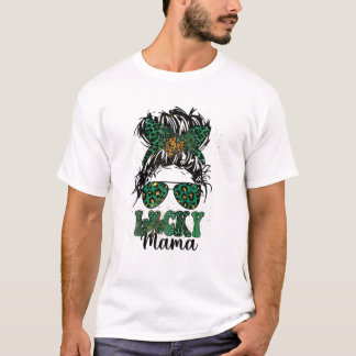 Lucky Mama Happy St. Patrick's Day Trendy Leopard T-Shirt