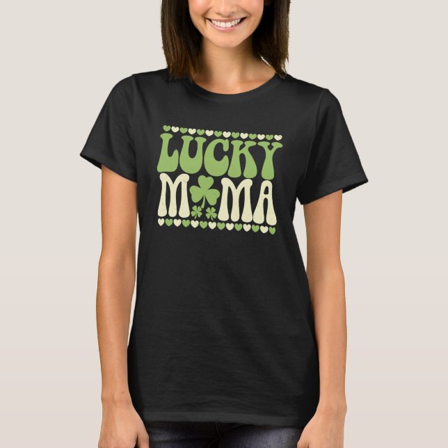 Lucky Mama Kleeblatt St.Patrick's Day T-Shirt (Vorderseite)