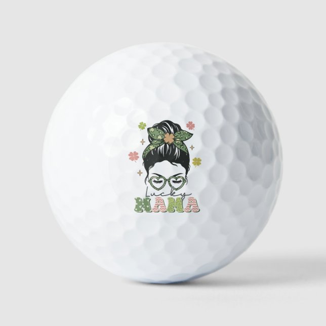 Lucky Mama - Messy Bun - Clover St. Patrick's Golfball (Vorderseite)