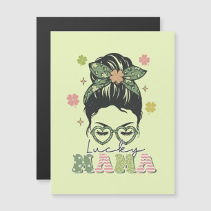 Lucky Mama - Messy Bun - Clover St. Patrick's Magnetkarte